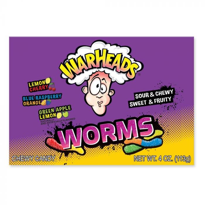 WARHEADS SOUR WORMS THEATRE BOX