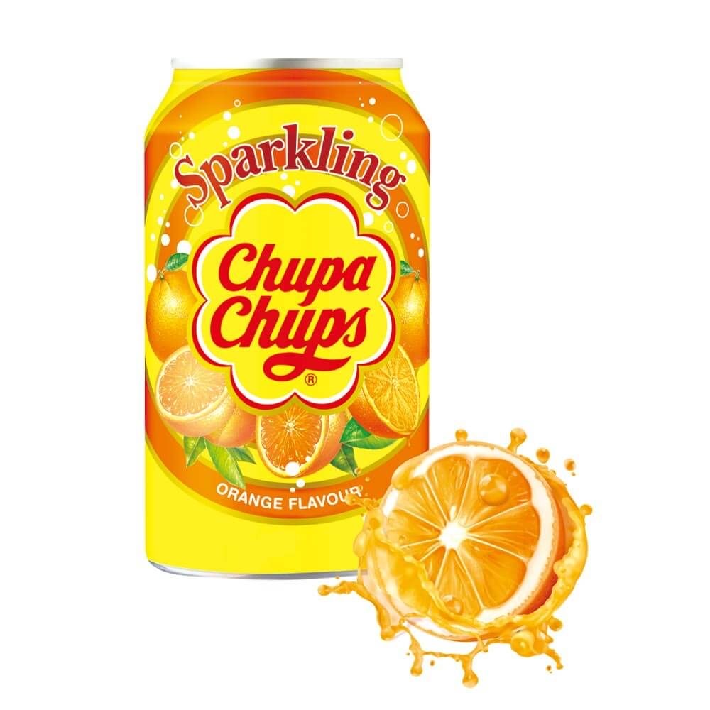CHUPA CHUPS SPARKLING ORANGE FLAVOUR CAN 345ml - MikesSweetStop